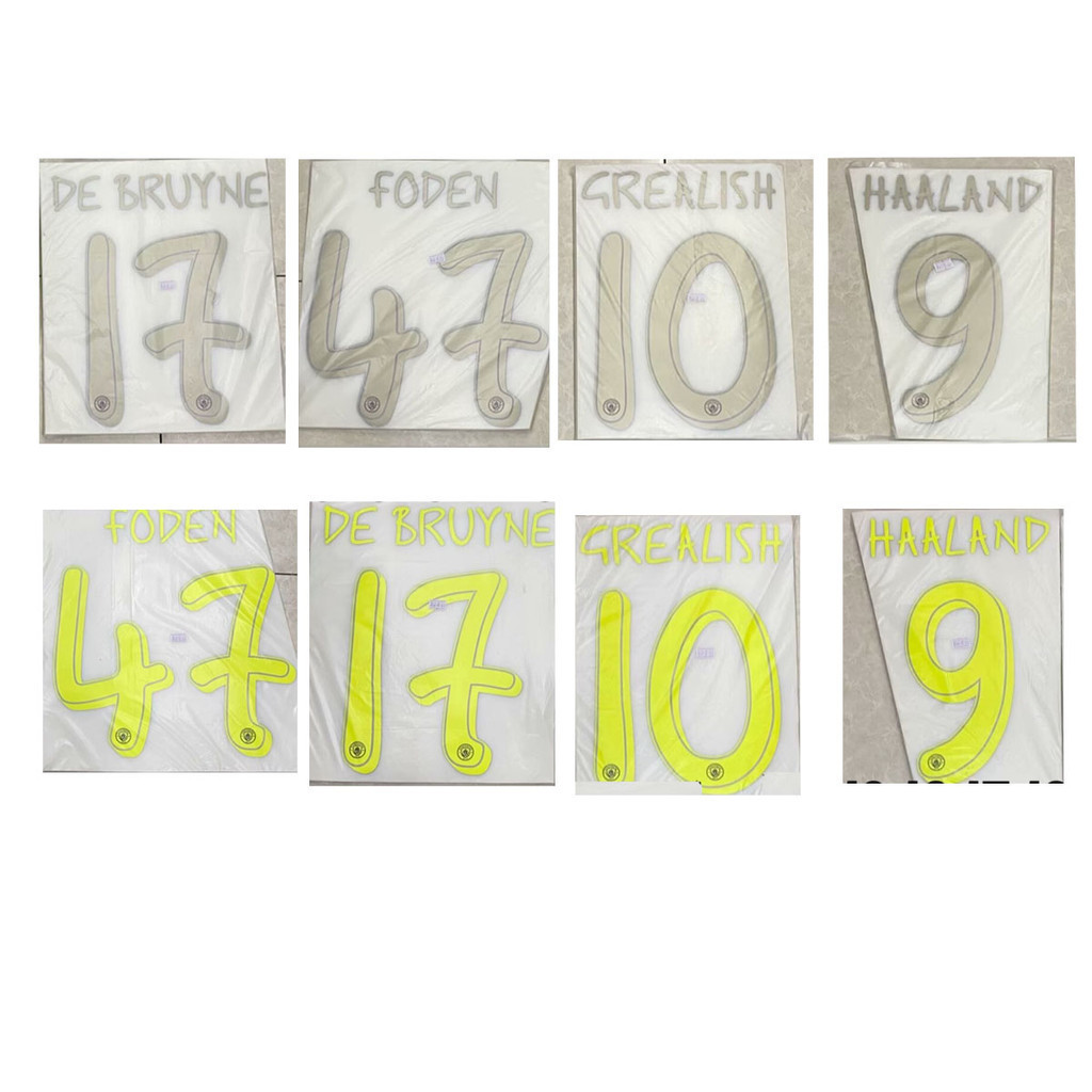 2425 47 Foden Nameset 17 De bruyne 10 Grealish 9 Haaland การพิมพ์ความร้อนเหล็กบนป้ายแพทช์ฟุตบอล