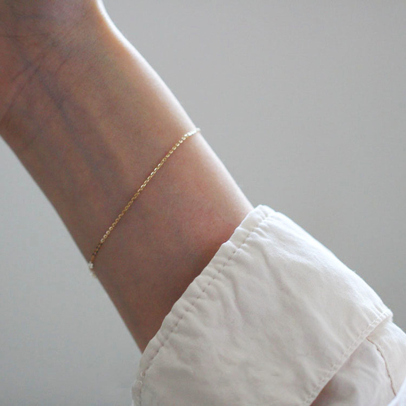 สร้อยข้อมือผู้หญิง เงิน925 เคลือบทอง14K โซ่ตัวโอ เรียบง่ายใส่ได้ทุกแบบ จัดส่งด่วนทางการ 1-2 วัน - รูปที่ 3