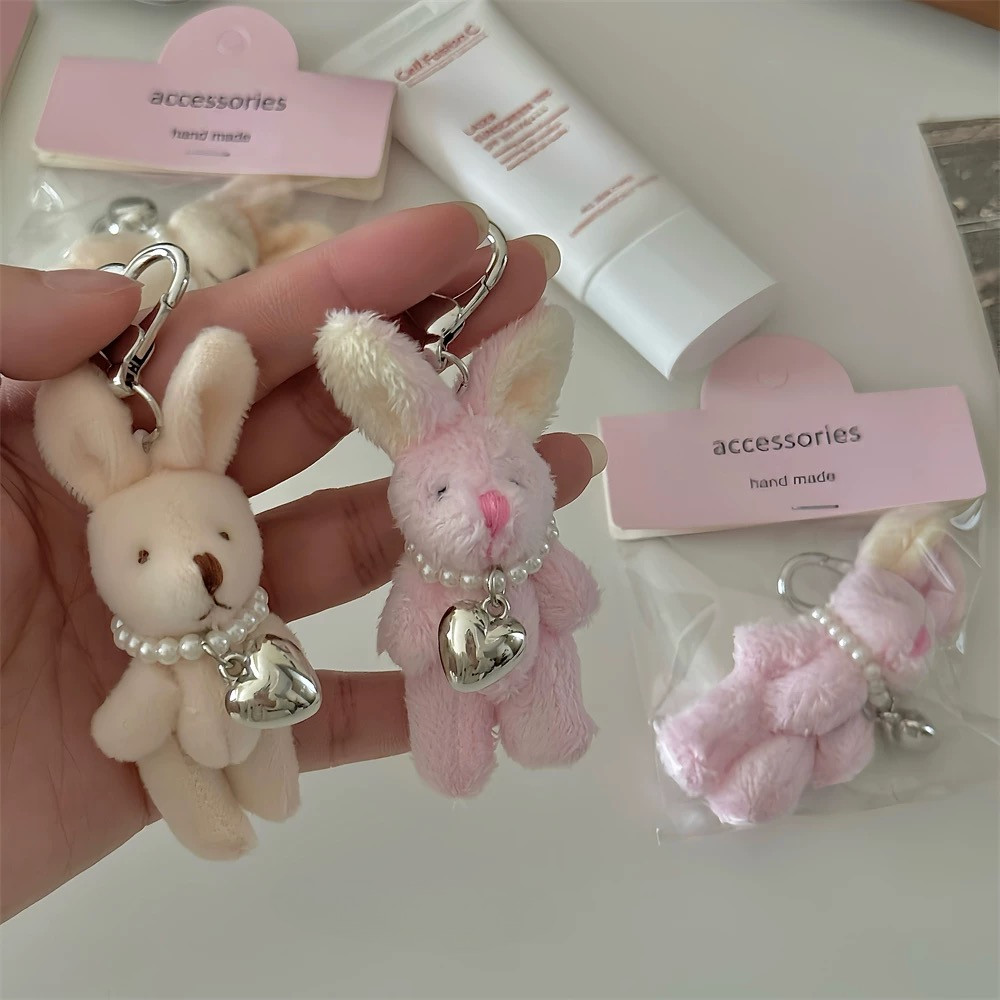 Cute Rabbit Dolls Keychain Bunny Heart Key Chain Korean INS Punk Bag Decoration Y2K Fashion Jewelry Pendant Accessories Gift ราคา ถูกที่สุด ดีลบีเคเค แกลเลอรีภาพที่ 3