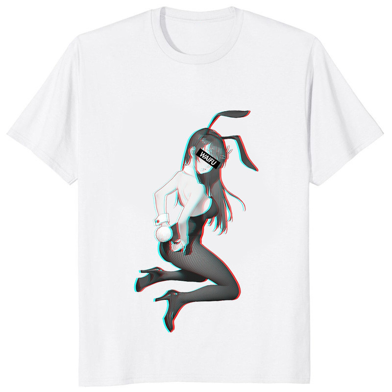กระต่ายคอสเพลย์ Sakurajima Mai Tshirt ญี่ปุ่นอะนิเมะ Rascal ไม่ฝันกระต่าย Senpai Tees Acg Otaku
