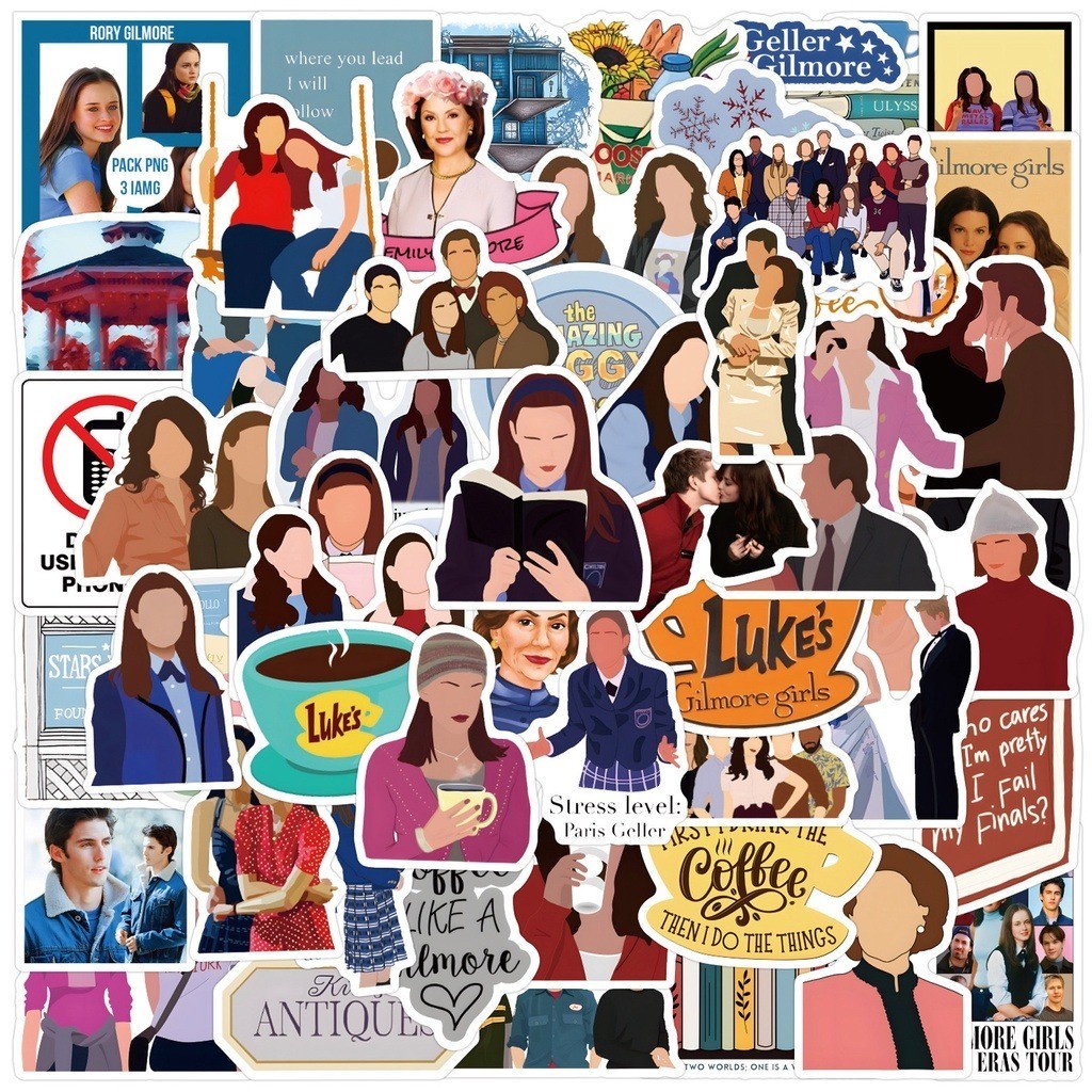 Y&P| ชุดสติ๊กเกอร์ Gilmore Girls ชุดสติกเกอร์กราฟฟิตีกันน้ำละครของสหรัฐฯ, 55 แผ่น/ชุด
