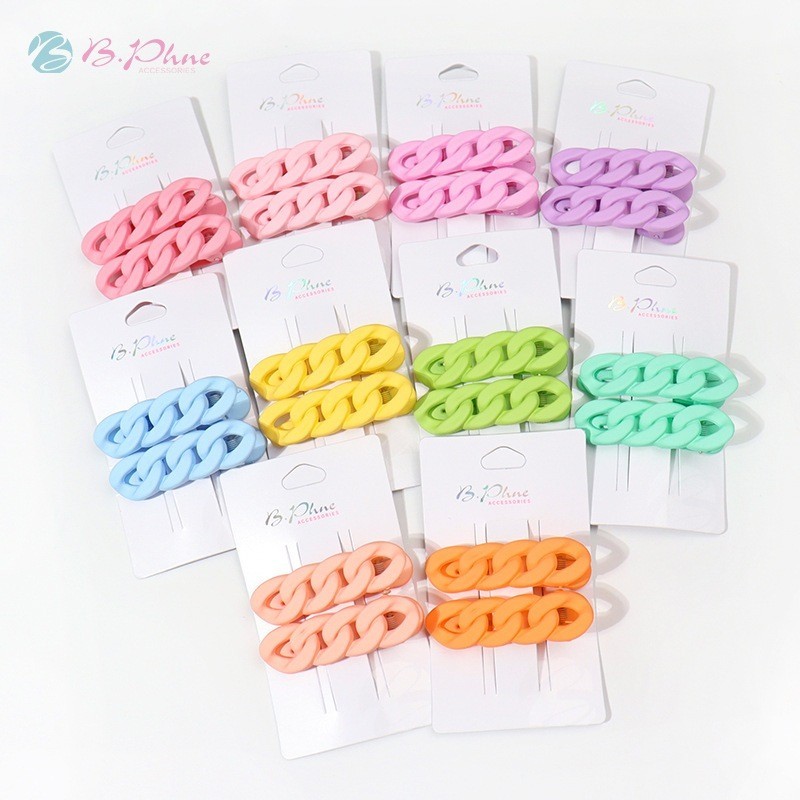 KA1005 กิ๊บสีสายรุ้ง ลายโซ่ สุ่มสี พร้อมส่งในไทย