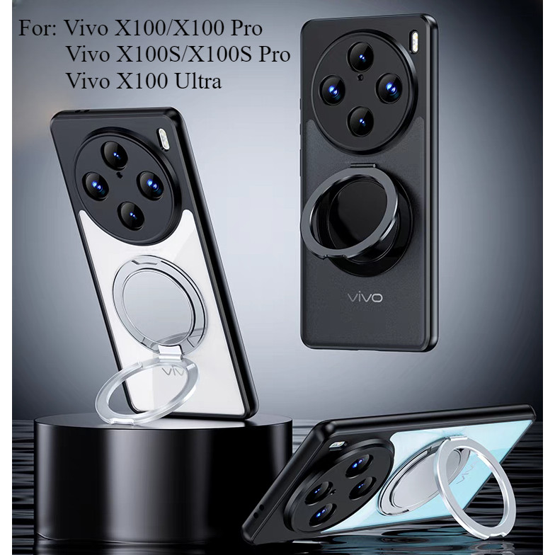 Foldable Metal Bracket Magnetic Charging Anti-crack เคส Vivo X100 Ultra X100 X100S Pro เคสโทรศัพท์ X100 Pro Case เคสกันกระแทก