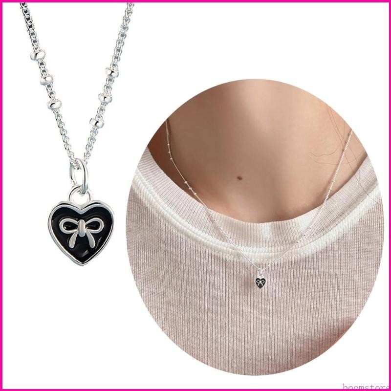 Boom Elegant Heart Choker สร้อยคอหวาน Bowknot Collar Chain ปรับ Neckwear เหมาะสําหรับงานแต่งงานพิเศษ Occa