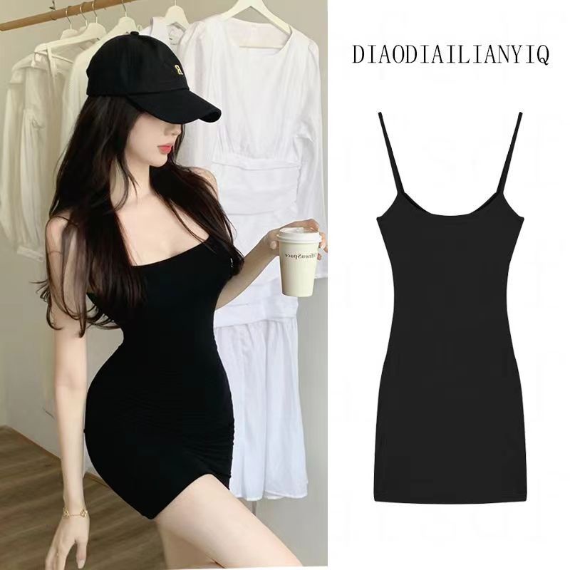 🍁🍁 สีน้ําตาลเซ็กซี่สลิปเดรสผู้หญิงฤดูร้อน 2024 กระโปรงสั้นรัดรูปใหม่ - รูปที่ 6