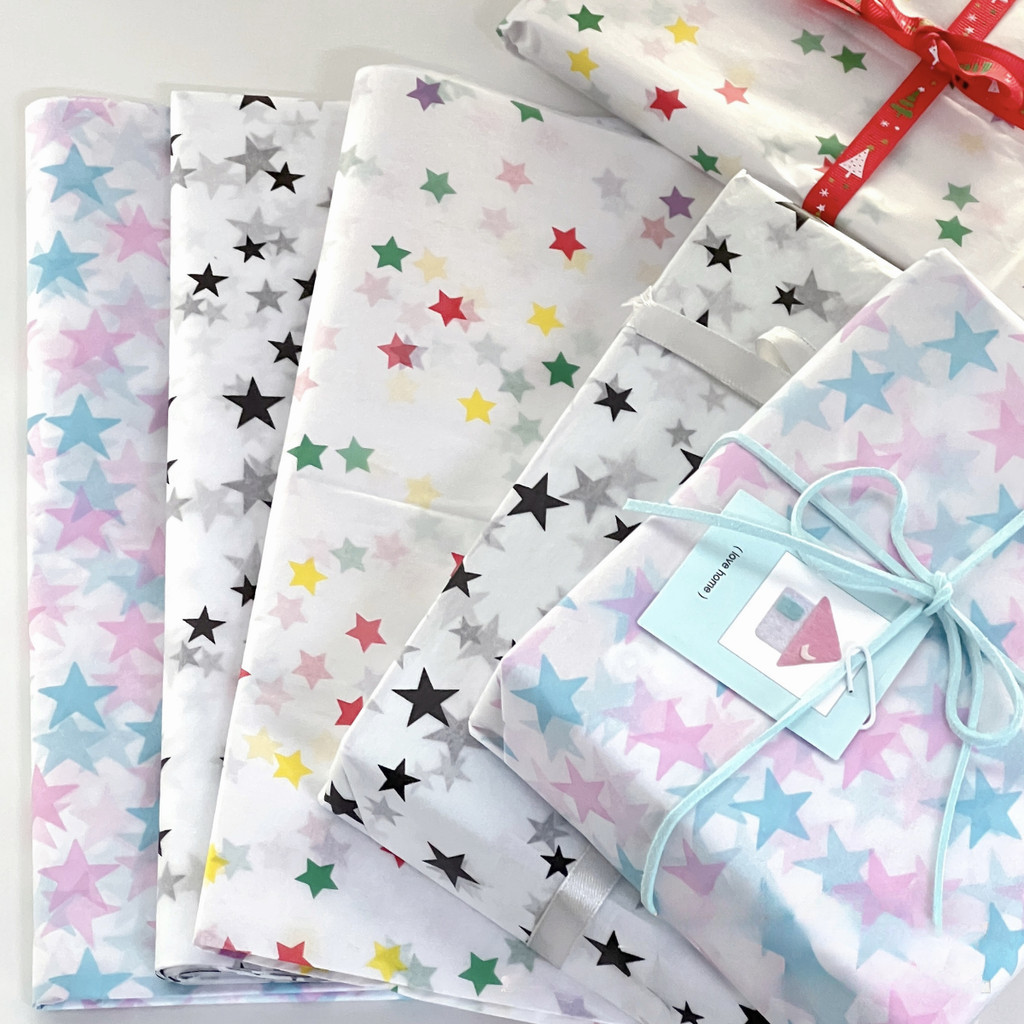 10 แผ่น Ins Stars Copying Paper Gift Wrappers วัสดุบรรจุภัณฑ์