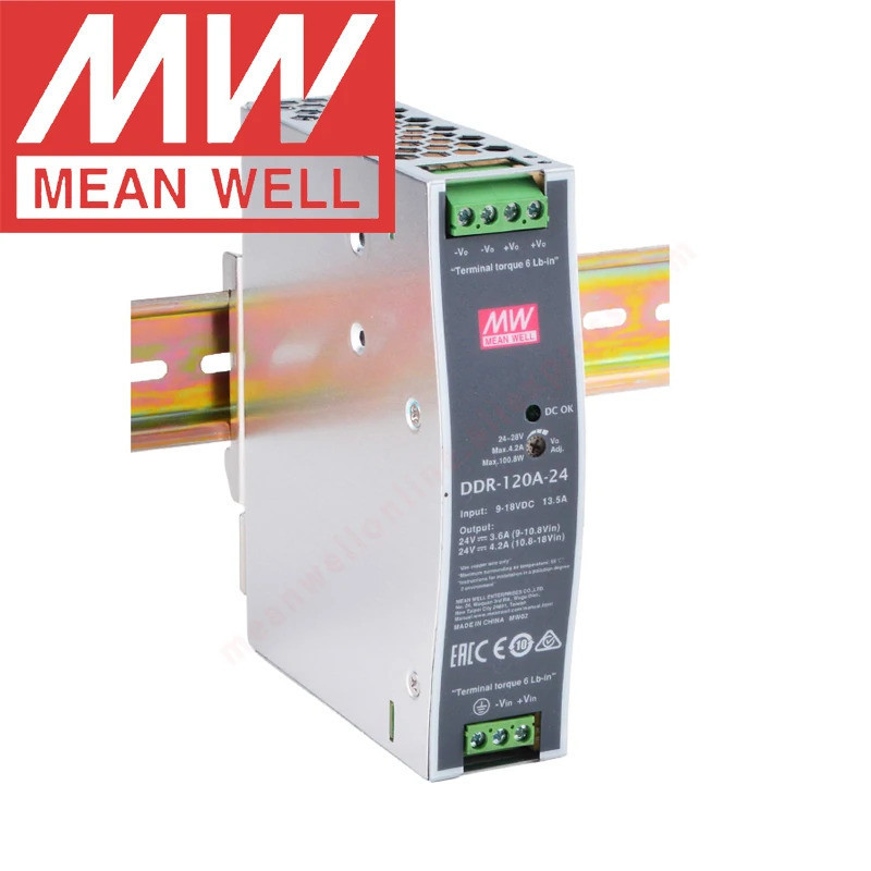 Original Mean Well DDR-120A-12 Din Rail ประเภท DC-DC Converter Meanwell 12 V/8.3A/94.6W DC to DC Pow