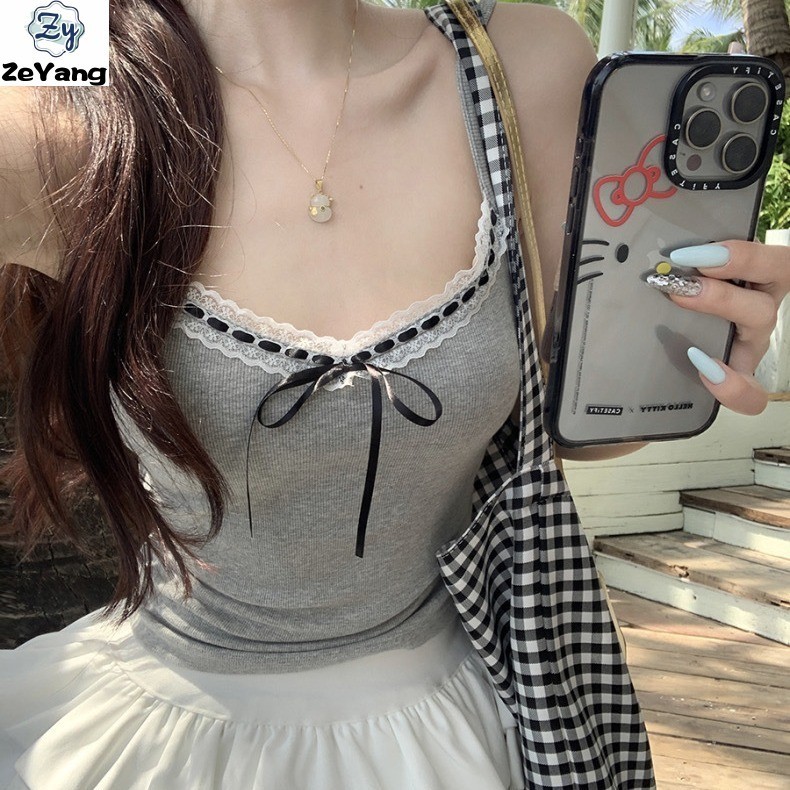 [ZY] 40-60 กก. พร้อมสต็อกไม่มีรอยต่อ Pure Desire สไตล์ Camisole สั้นชุดชั้นใน Slim-fit Slimmer ดูสาวร้อนด้านนอก All-match Top