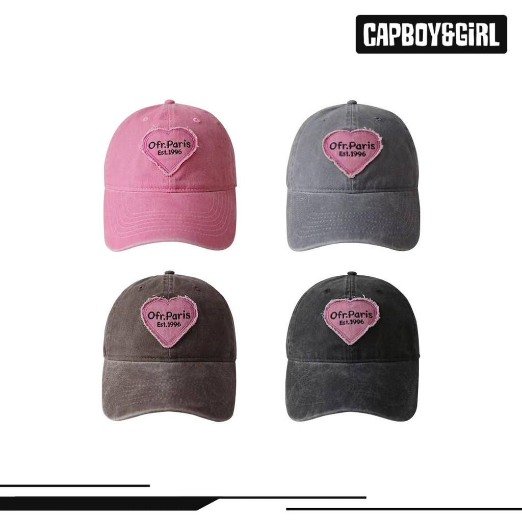 หมวกแก็ป โบว์ สีชมพู หัวใจ น่ารัก cap กันแดด หมวกเบสบอล ปัก ปรับได้