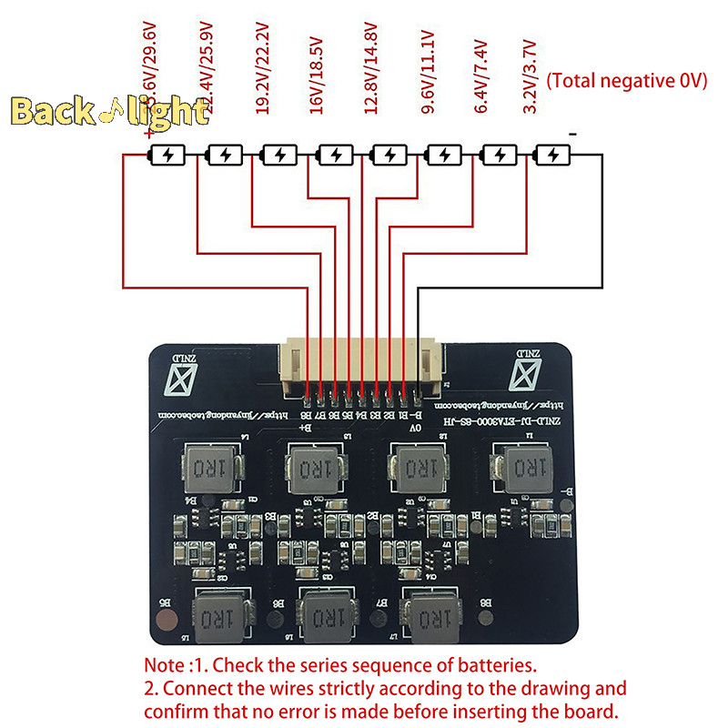 [Backlight] Bms 2S-8S 1.2A Balance Board Lifepo4 LTO Lithium Active Equalizer Balancer Energy Transfer Board BMS 4S 8S [ใหม่]
