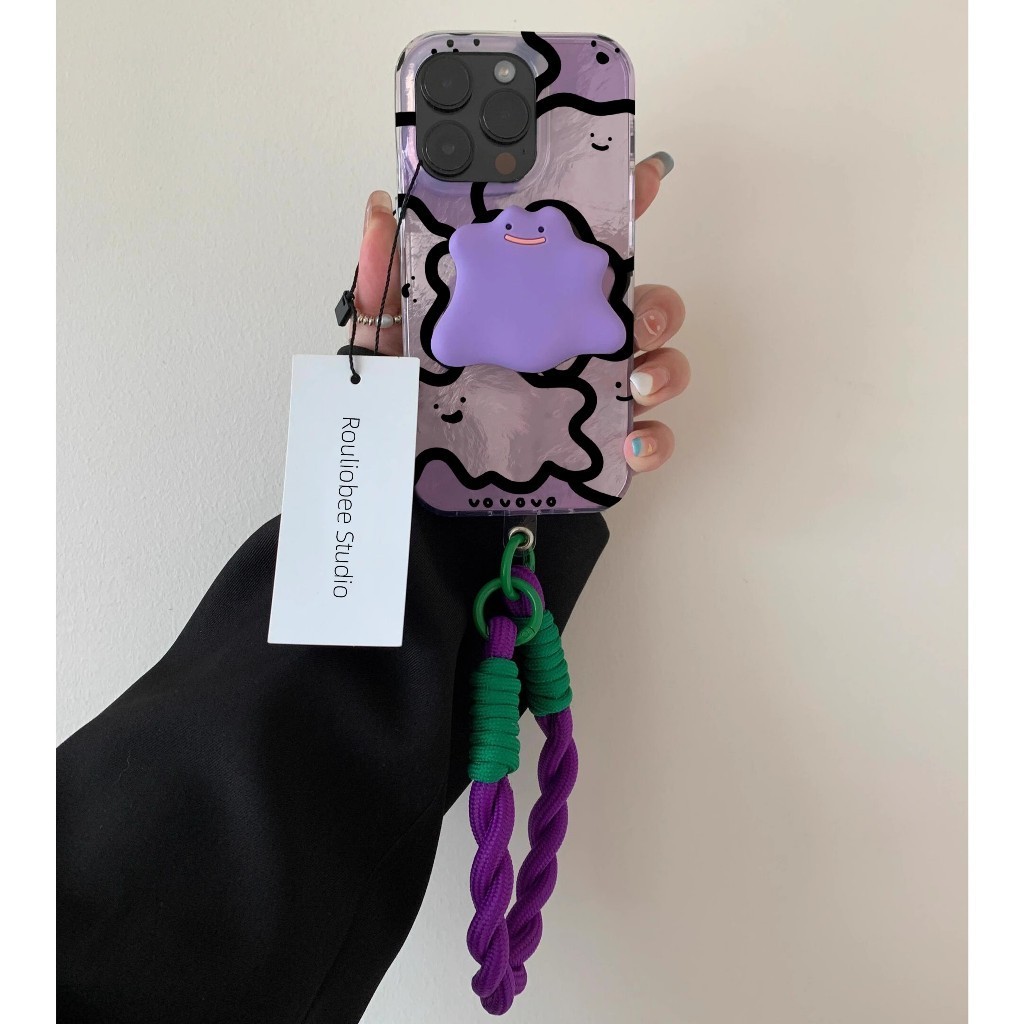 สีม่วง Ghost Lanyard Holder เคสโทรศัพท์ Samsung S24 Ultra S23 S22 S22+S24+S23+S21 FE กันกระแทก