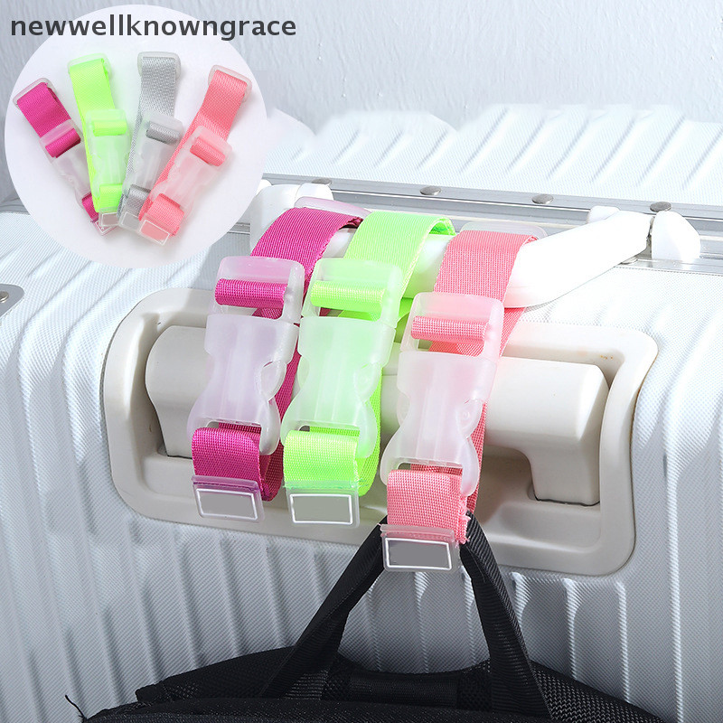 ใหม่wellknowngrace แบบพกพาปรับสายรัดกระเป๋าเดินทางไนลอนรถเข็นกระเป๋าเดินทางอุปกรณ์เสริมแขวนสายรัดกระเป๋าเดินทางเข็มขัดล็อคตะขอเดินทาง TH