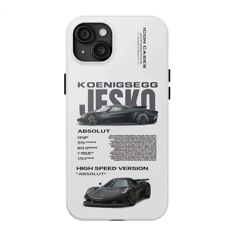 เคสโทรศัพท์มือถือสำหรับ iPhone Koenigsegg เคสฟิล์ม2-in-1 iphone14เคสฟิล์ม iphone15plus/13pro/ 12/11 