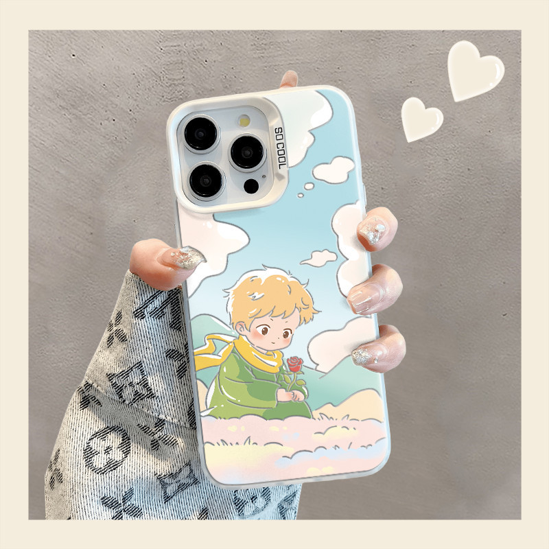 Little Prince ปลอกสำหรับ iPhone 15 14 13 12 11 Pro Plus MAX x XR XS MAX ชายแดนพิมพ์รวมทุกอย่าง fullcover กันกระแทกกรณี