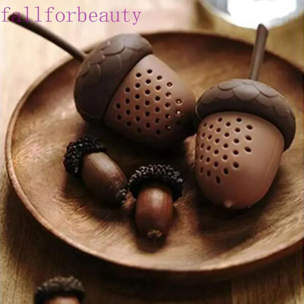 Fallforbeauty Acorn กรองชา,ทนต่ออุณหภูมิสูง Soft Oak Nut ชา Infuser, แบบพกพาเครื่องเทศกรองเครื่องชงชาซิลิโคนถุงชากรองของขวัญ