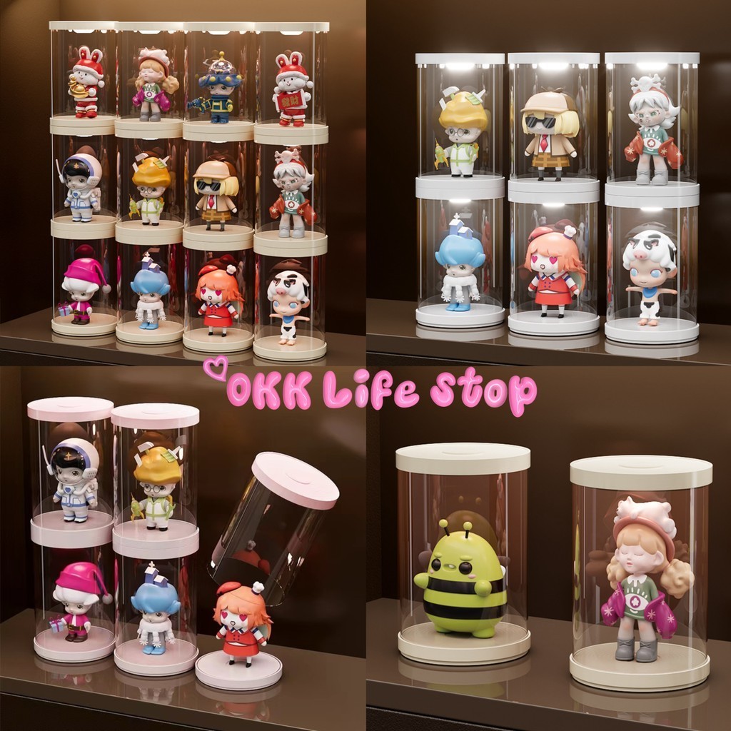 OKK Life Stop(A050)*พร้อมส่งในไทย*กล่องเก็บโมเดล พร้อมไฟ ใส่ฟิกเกอร์ตุ๊กตา กันฝุ่นวางซ้อนกันได้