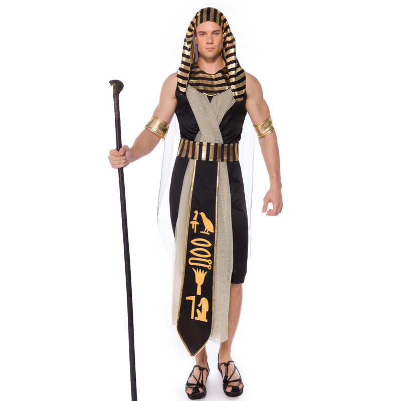 ผู้ชายคอสเพลย์ โบราณอียิปต์ Monarch King ผู้ใหญ่ผู้ชายคอสเพลย์ฟาโรห์ Amon-Son of God Egyptian Mummy Stage Performance Birthday Party เครื่องแต่งกายจัดแต่งทรงผมเครื่องแต่งกายชาย