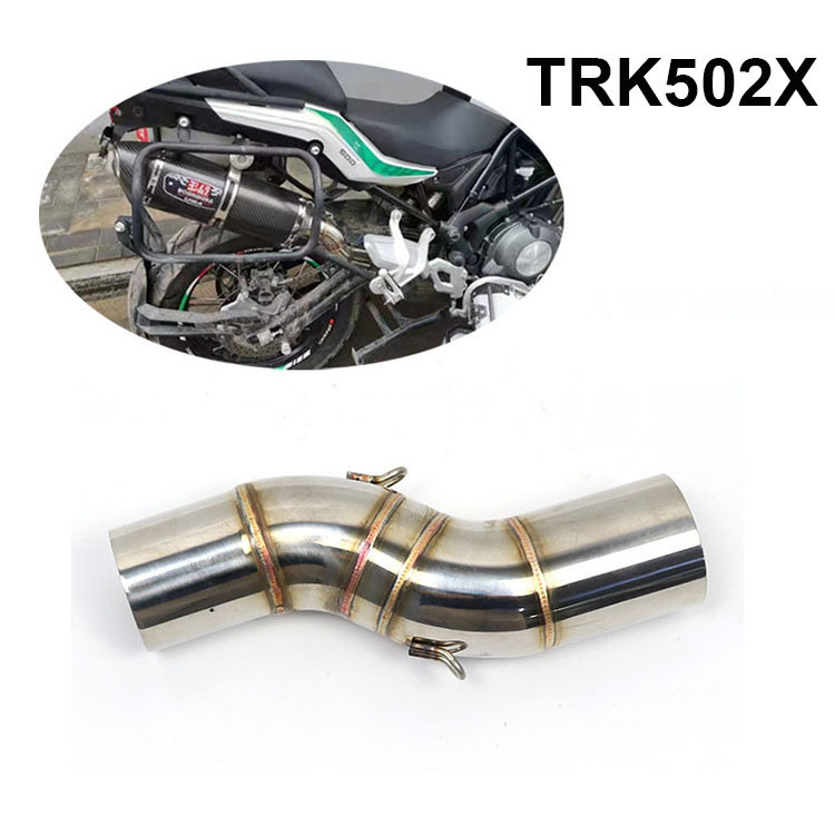 Slip-on รถจักรยานยนต์ TRK 502X ท่อไอเสียกลาง Link ท่อท่อไอเสียสแตนเลสท่อกลางเชื่อมต่อ 51 มม.ท่อไอเสี