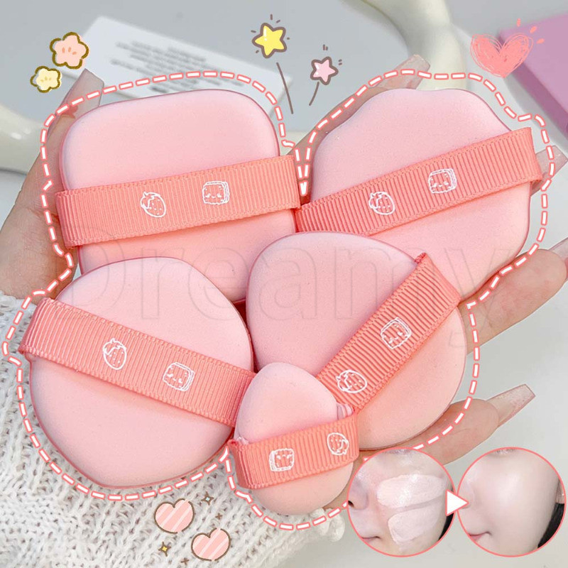 5ชิ้นแป้งสตรอเบอร์รี่เบาะพัฟ-แป้งพัฟรูปนิ้วหัวแม่มือ-รองพื้นคอนซีลเลอร์ ผู้สมัคร -เครื่องมือแต่งหน้าใบหน้า-ฟองน้ําแต่งหน้าสี่เหลี่ยม-นุ่มระบายอากาศแห้งเปียกคู