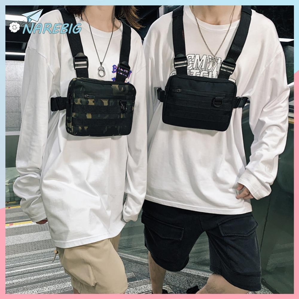 ( มาก ) ฮิปฮอปเสื้อกั๊กสองสายรัดกระเป๋าหน้าอก สตรีทแวร์ เอวแพ็คผู้หญิงผู้ชายเสื้อกั๊กกระเป๋า ✿