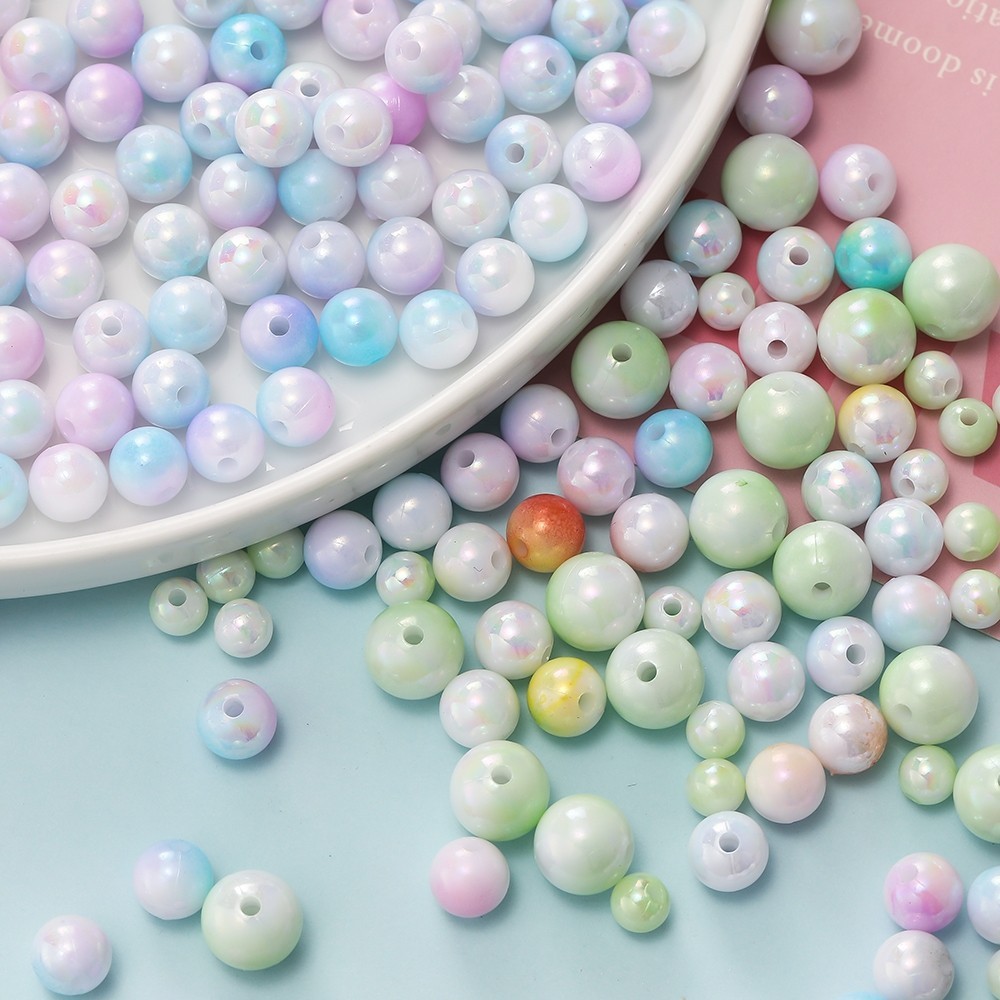 St.kunkka 6/8/10 มม.สี-Plated อะคริลิคเลียนแบบ Pearl 20-200Pcs Gradient สีไข่มุกสําหรับ DIY เครื่องประดับทํา