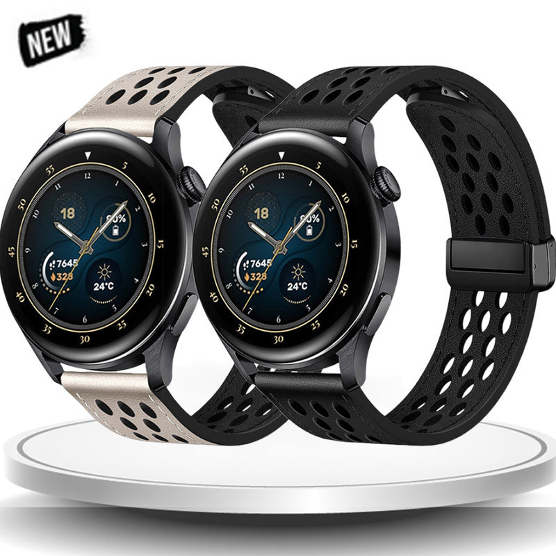20 มม.22 มม.สายหนังสําหรับ Samsung Galaxy watch 6/5/4 40 44 มม. wartch 5pro สําหรับ Huawei GT3 4 Pro