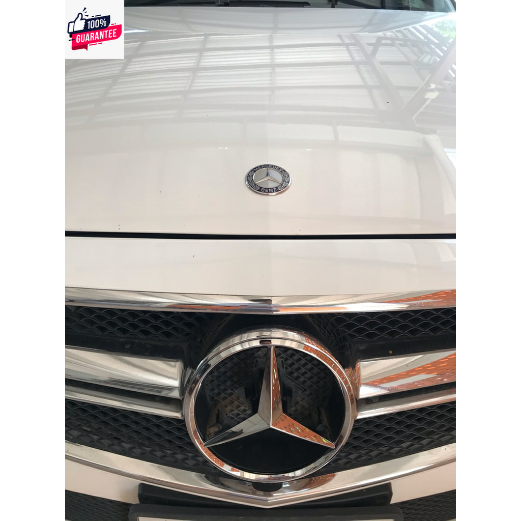 ป้ายโลโก้กระจังหน้า BENZ E200 W212 สีโครเมี่ยม ขนาดเส้นผ่าศูนย์กลาง 18.5cm ด้านหลังมีขาติดตั้ง