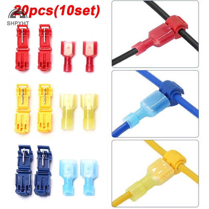 Shpyht 20 ชิ้น T-Tap Splice ขั้วต่อสายไฟฉนวนจอบไฟฟ้า Crimp Terminals ชุดใหม่