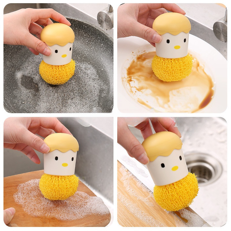 การ์ตูนน่ารักเปลือกไข่รูปแปรงหม้อสร้างสรรค์ที่ถอดออกได้แปรงล้างจานทําความสะอาดและล้างจานเครื่องมือ - รูปที่ 7