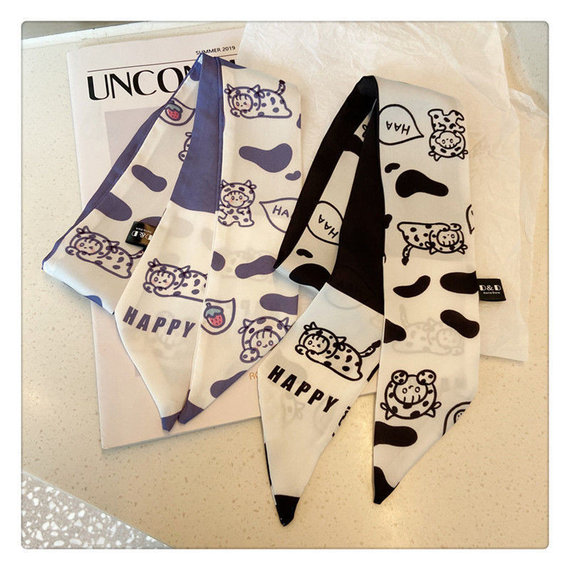 ใหม่ น่ารัก การ์ตูน ผ้าพันคอไหม สําหรับผู้หญิง ผ้าคลุมไหล่ ผ้าพันคอสําหรับกระเป๋า ผ้าพันคอผ้าไหมและอุปกรณ์ เอสพี0438