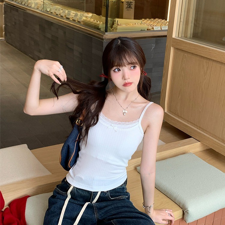 💜Bonnie💜สายเดี่ยว มีฟองน้ำ หลากสี ดีเทลแต่งขอบลูกไม้ ติดโบว์ เซ็กซี่ เสื้อกล้ามผู้หญิง ผ้านุ่ม เรียบหรู - รูปที่ 7