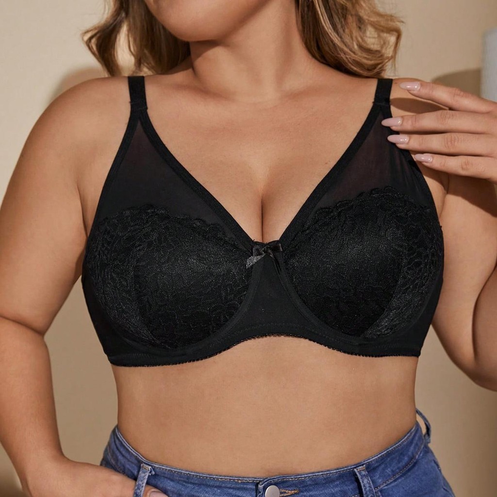 Parifairy ชุดชั้นในสตรี Plus ขนาด Bra ลวด Unlined บาง Bra ไม่มีโฟม 38C 38D 40C 40D 42C 42D 44C 44D-R