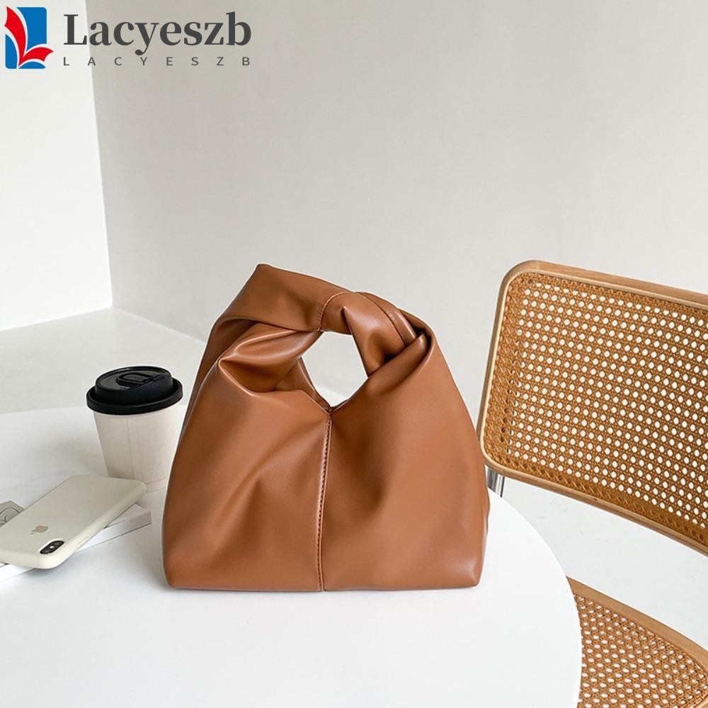 Lacyeszb Women Tote Bag, Soft Stylish Simple Pleated Handbag, Simple All-match Square PU Leather Single-shoulder Bag Travel