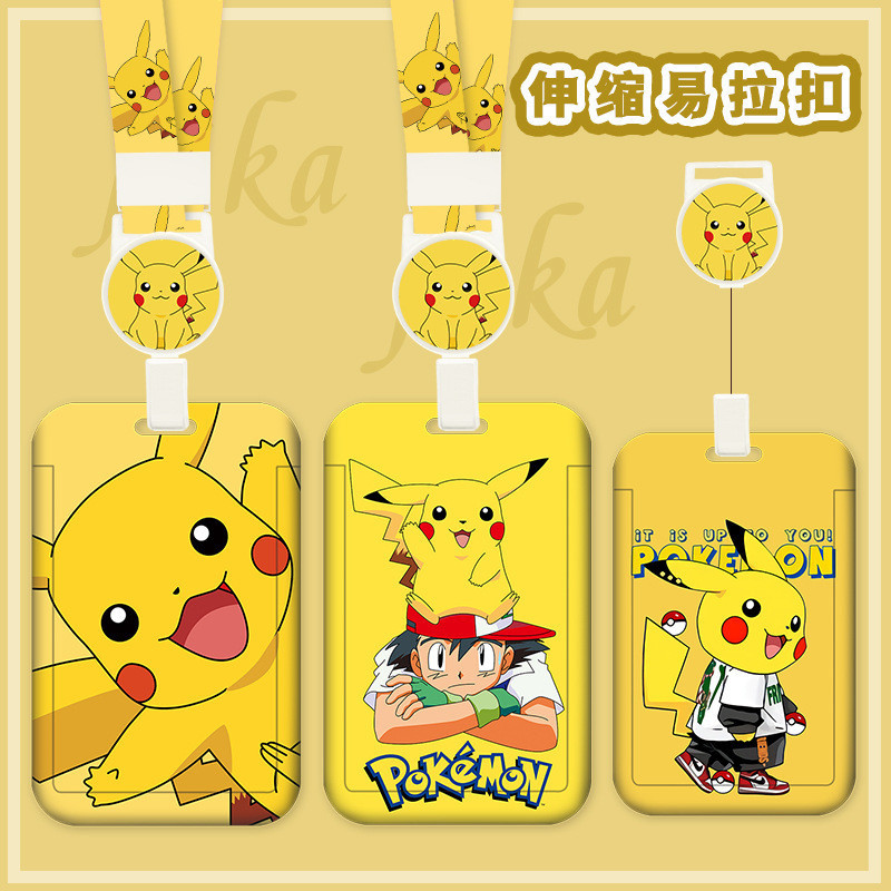 ป้ายชื่อปิกาจู ID Card Holder ID Card Japan Food Card Holder Bus Subway ID Card [FT06]