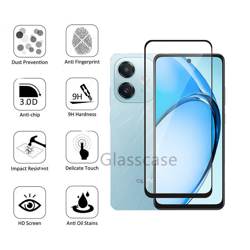 2 in 1 ป้องกันหน้าจอกระจกนิรภัยฟิล์มสําหรับOppo A3 A5 x pro A3x A3pro A5i A5ipro A5x A5pro OppoA3x OppoA3proคลุมทั้งหมดฟิล์มด้านหน้าป้องกันหน้าจอกระจกกลับเลนส์กล้อง - รูปที่ 3