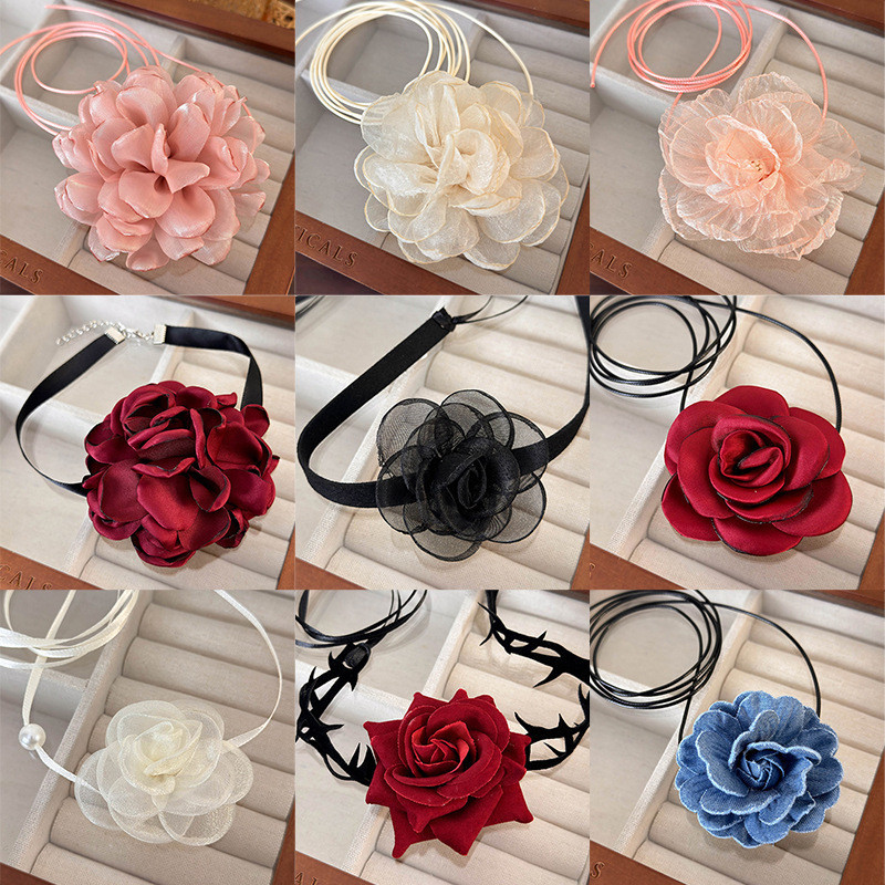 Handmade ดอกไม้คอ Niche อุปกรณ์เสริมแฟชั่น Clavicle Chain สร้อยคอผู้หญิง