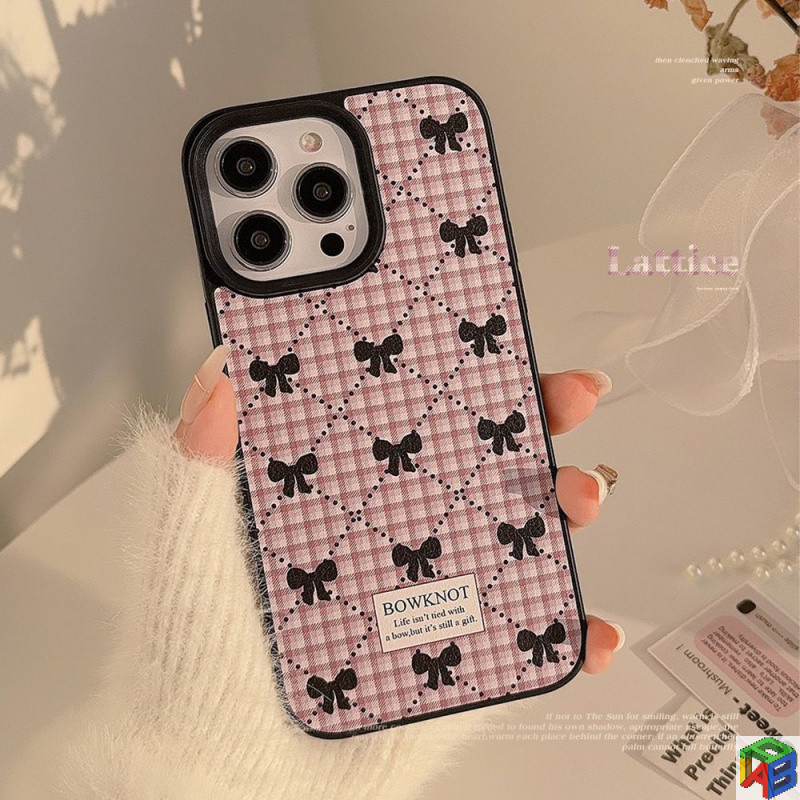เคสโทรศัพท์ลายสก๊อตโบว์ 12 Apple 14promax Sweet 11 Girl Iphone15promax/13 Xsmax เคสป้องกันหนังนุ่ม