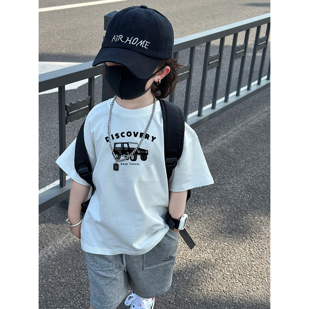 (จัดส่งตลอด 24 ชั่วโมง)Kids T shop เสื้อยืดลําลองเด็กชายสไตล์ใหม่เด็กเวอร์ชั่นเกาหลีแขนสั้นพิมพ์ลายการ์ตูนด้านบน