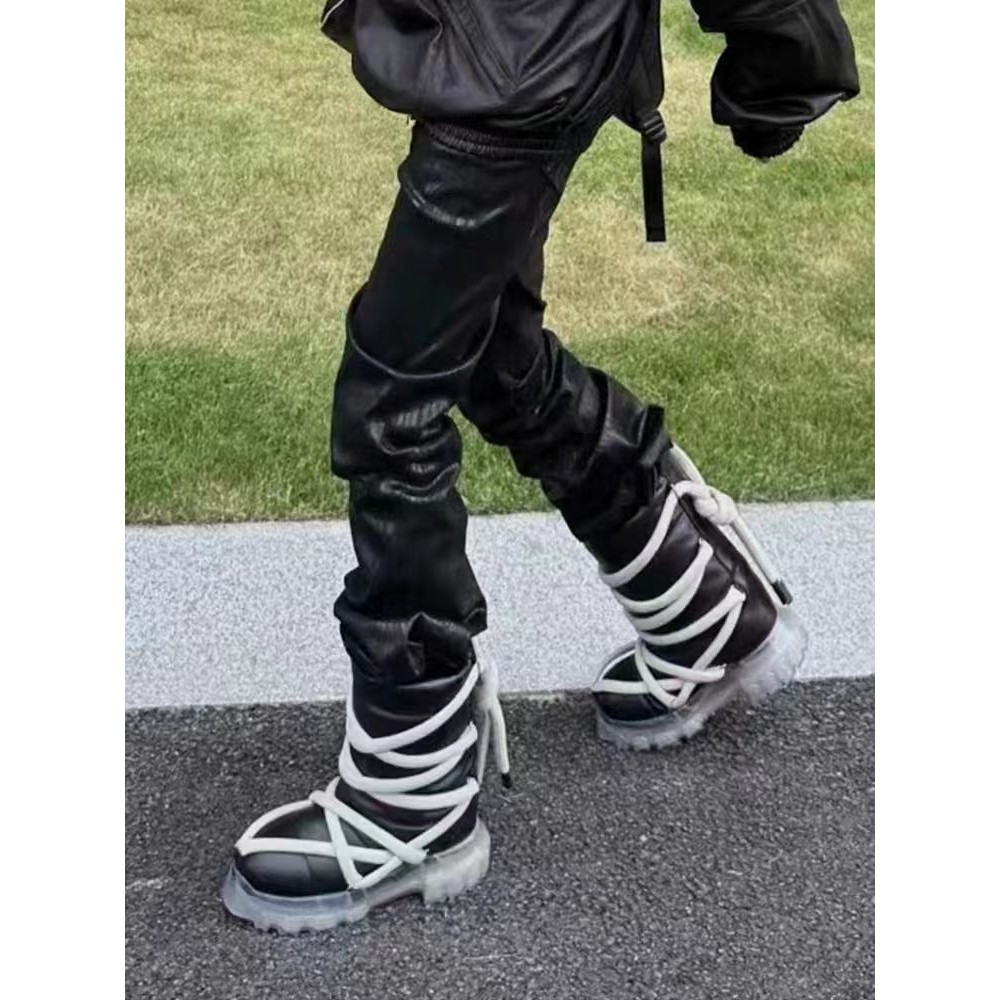 Rick OWENS รองเท้าบูทหิมะแบบผูกเชือกสไตล์เดียวกัน