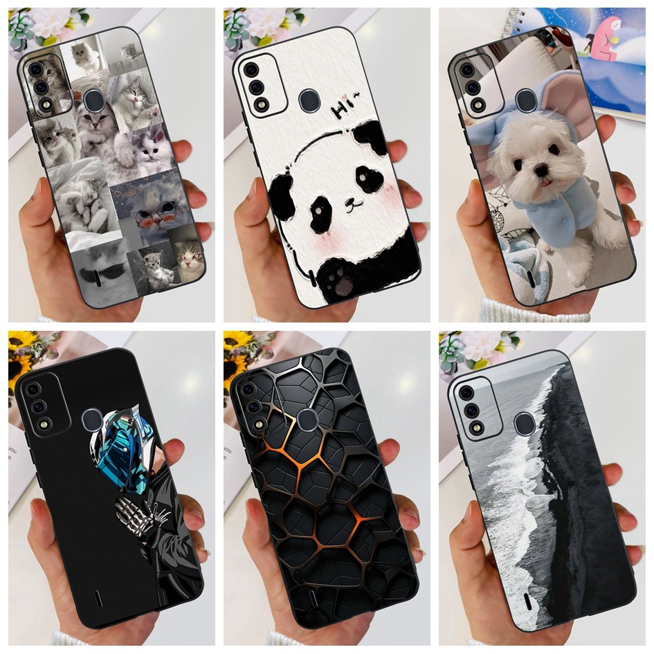 สําหรับ Itel A48 2020 ปลอกน่ารักการ์ตูนซิลิโคนอ่อนนุ่มกันกระแทก TPU เคสโทรศัพท์สีดําสําหรับ Itel A48 48 ITELA48 เคสป้องกัน