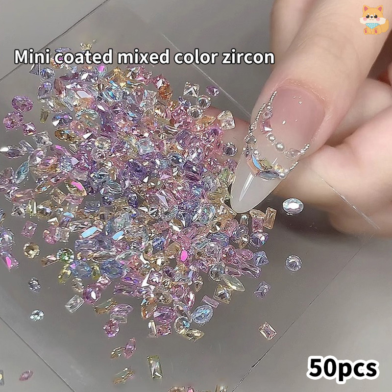 [VI] 50 ชิ้น/ล็อต 3 มม.Multicolor Nail Art Gems Micro Nail Rhinestones Mini คริสตัล Bling ตกแต่งเล็บอุปกรณ์แต่งเล็บ TH