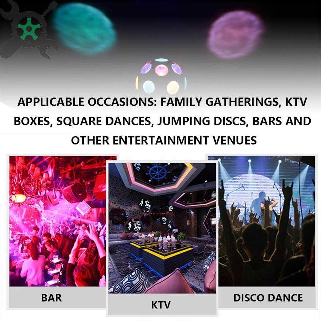 โคมไฟดิสโก้ ลูกบอล RGB ใช้แบตเตอรี่ ขนาดเล็ก สําหรับตกแต่งเวที ปาร์ตี้ดิสโก้ ไฟเวทีบอลแบตเตอรี่ขับเคลื่อนดิสโก้ปาร์ตี้ไฟมินิดีเจลูกไฟกระพริบผล LED Disco Ball Light ไฟLEDหมุนได้360องศา - รูปที่ 4