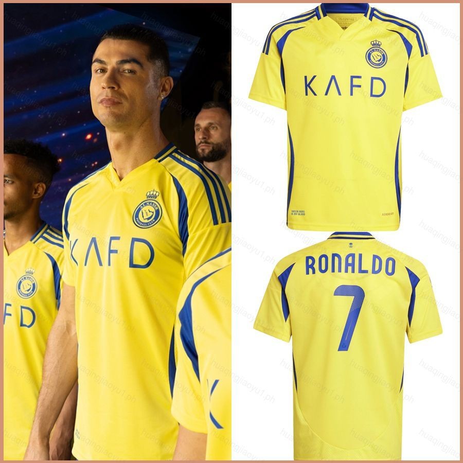 ใหม่ล่าสุด 2024-2025 Al-Nassr Football Club Cristiano Ronaldo home Jersey เด็กผู้ใหญ่ฟุตบอลเสื้อยืด Plus ขนาด