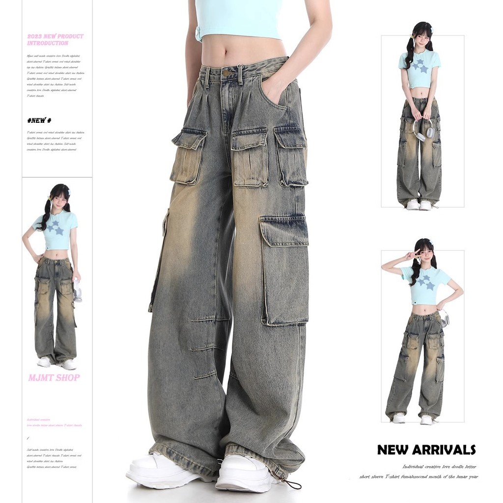 Niche Loose Retro Design Pants Wide Leg New Drape Female Autumn Jeans Workweary2kAmerican Mopping
