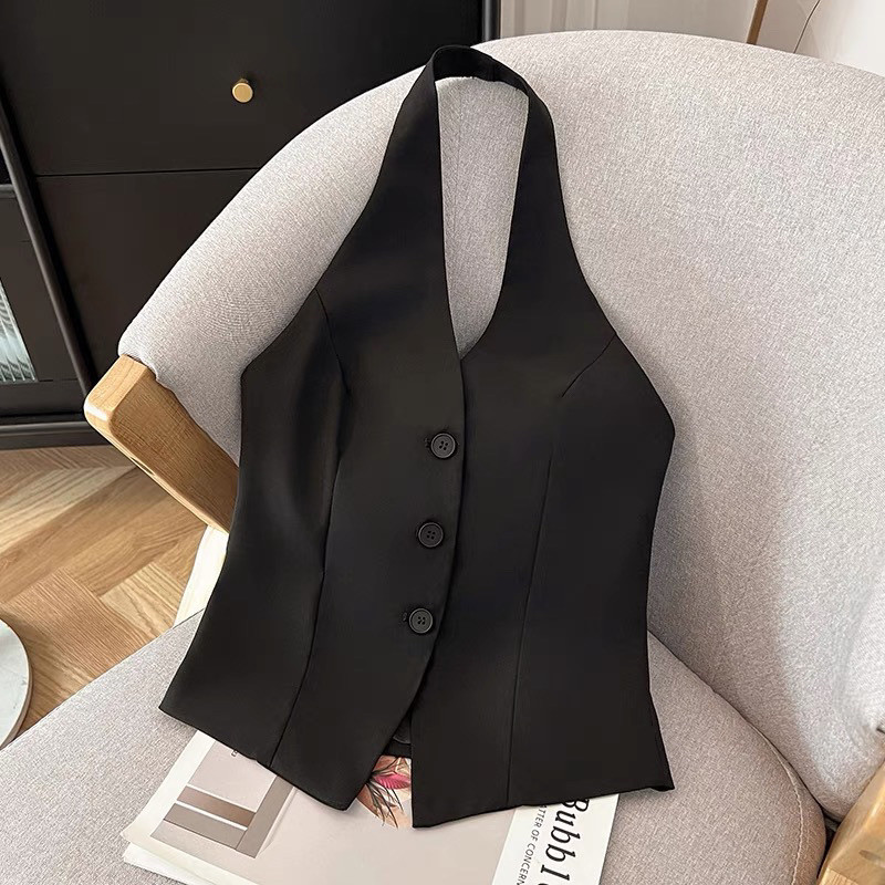 เสื้อกั๊ก เชือกแขวนคอ คอ สูท เสื้อกั๊ก เสื้อกั๊ก ผู้หญิง 2024 ฤดูใบไม้ผลิ ด้านบน ออกแบบ ซอก เสื้อกั๊ก เซียวเซียง สไตล์ 8.26