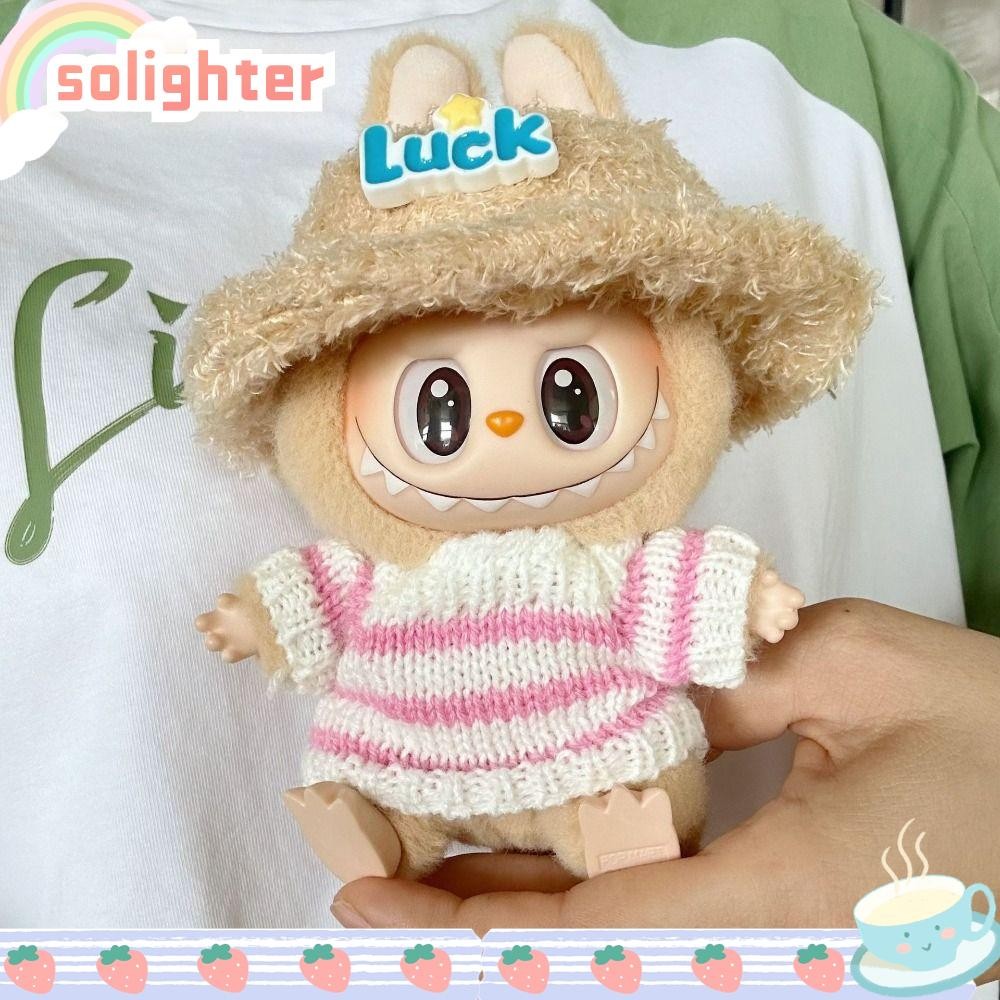 Solighter Labubu Sit Party Series ตุ๊กตาเสื้อผ้า, 17 ซม.Labu DIY Labubu ตุ๊กตาเสื้อผ้า,หวาน Handmade 15 ซม.Labu เปลี่ยนตุ๊กตาสวมใส่ 15 ซม.Labu นั่ง Party Series