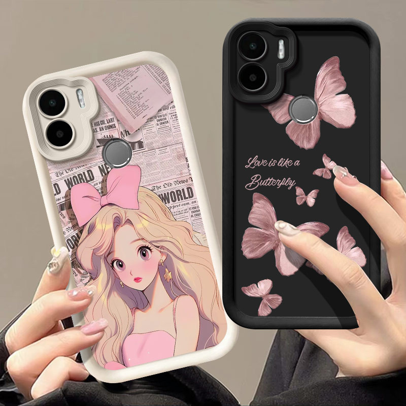 เคสโทรศัพท์ด้านหลังสําหรับxiaomi Redmi A1 A2 Plusแฟชั่นสาวการ์ตูนผีเสื้อสีชมพูสีดําแมวน่ารักสีแดงSpiderซิลิโคนสําหรับXiaomi Redmi A1 A2 Plus Poco C50 C51 ฝาหลัง