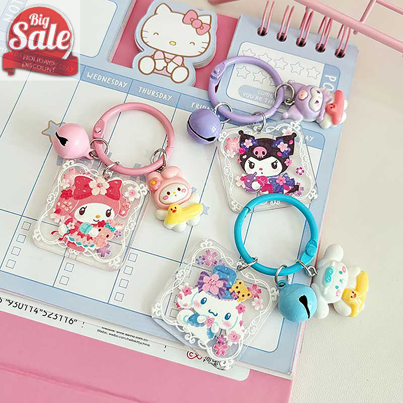 Af แฟชั่นการ์ตูน Sanrio Kuromi Cinnamonroll Melody พวงกุญแจอะคริลิคน่ารักสาวกระเป๋าเป้สะพายหลังหูฟังจี้ตกแต่งของขวัญ A