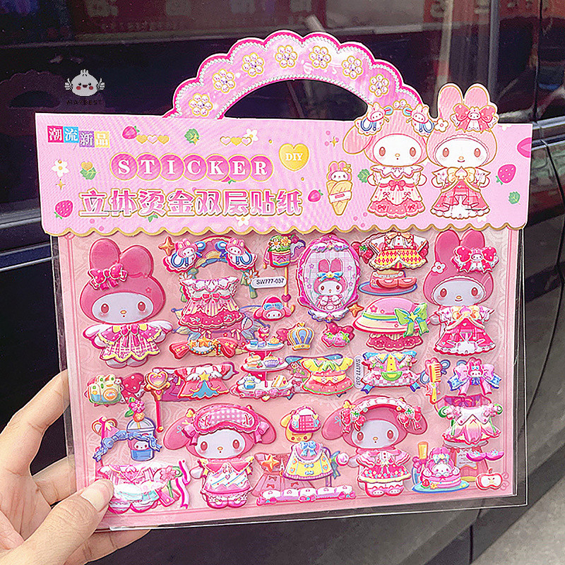 {maybest} 1 ชุดการ์ตูน Sanrio Doubledeck Layer 3D สติกเกอร์ฟอง Kawaii Crossdressing Capybara สติกเกอร์สามมิติตลก DIY Decals {TH}