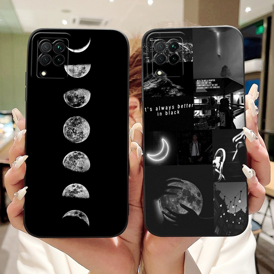Huawei Nova 7i JNY-L22B JNY-L21A JNY-LX2 แฟชั่นดวงจันทร์ดอกไม้รูปแบบปลอก Nova7i เลนส์ซิลิโคนอ่อนนุ่ม